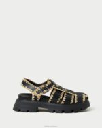 femmes Loeffler Randall noir/naturel sandale à cage talia chaussures 8HL8125 - Image 2