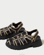 femmes Loeffler Randall noir/naturel sandale à cage talia chaussures 8HL8125 - Image 4