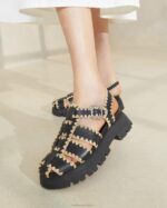 femmes Loeffler Randall noir/naturel sandale à cage talia chaussures 8HL8125 - Image 5