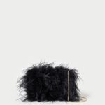 femmes Loeffler Randall noir pochette mini plumes zahara Sacs 8HL8361