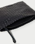 femmes Loeffler Randall noir pochette tissée plate Marissa Sacs 8HL8352 - Image 4