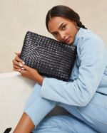 femmes Loeffler Randall noir pochette tissée plate Marissa Sacs 8HL8352 - Image 5