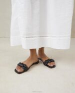 femmes Loeffler Randall noir sandale tressée jackson chaussures 8HL8117 - Image 5
