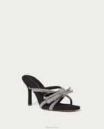 femmes Loeffler Randall noir talon à nœud en daim margi chaussures 8HL871