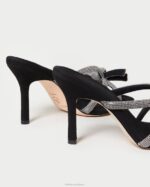 femmes Loeffler Randall noir talon à nœud en daim margi chaussures 8HL871 - Image 4