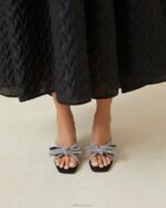femmes Loeffler Randall noir talon à nœud en daim margi chaussures 8HL871 - Image 5