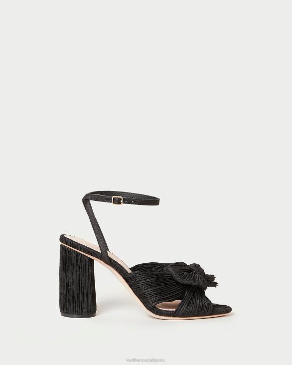 femmes Loeffler Randall noir talon à nœud plissé camélia chaussures 8HL817 - Image 2