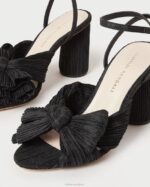 femmes Loeffler Randall noir talon à nœud plissé camélia chaussures 8HL817 - Image 3