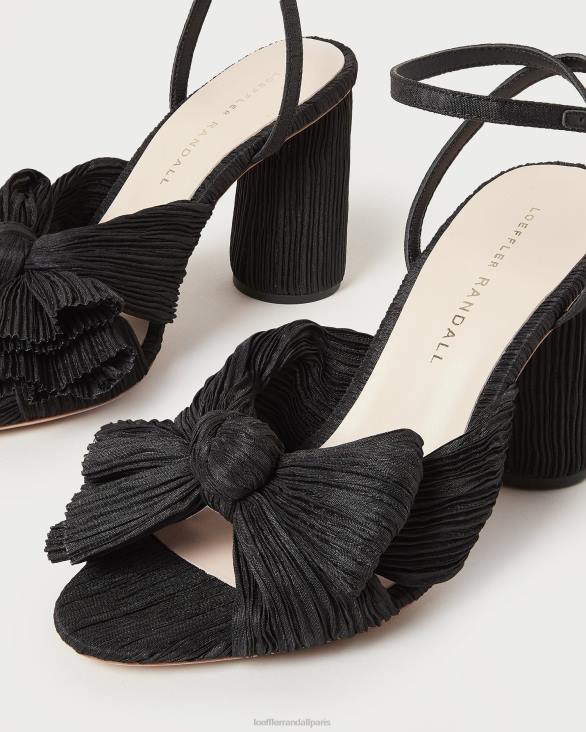 femmes Loeffler Randall noir talon à nœud plissé camélia chaussures 8HL817 - Image 3