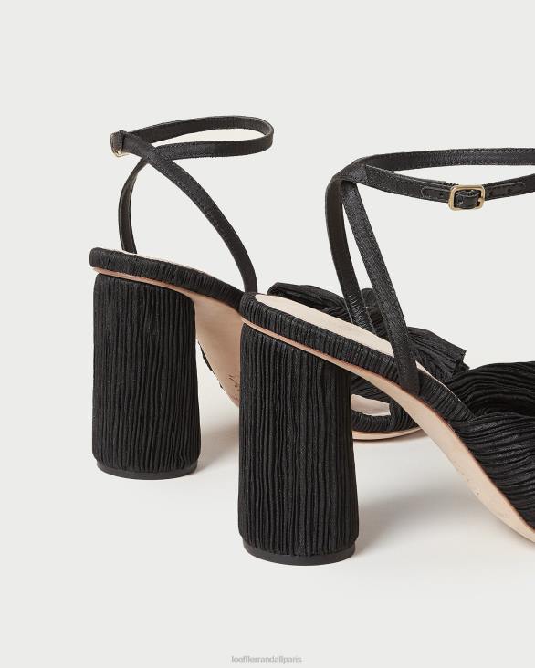 femmes Loeffler Randall noir talon à nœud plissé camélia chaussures 8HL817 - Image 4