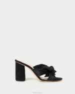 femmes Loeffler Randall noir talon à nœud plissé chaussures 8HL843 - Image 2