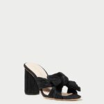 femmes Loeffler Randall noir talon à nœud plissé chaussures 8HL843