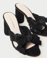 femmes Loeffler Randall noir talon à nœud plissé chaussures 8HL843 - Image 3