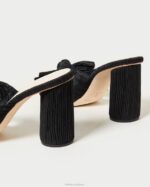 femmes Loeffler Randall noir talon à nœud plissé chaussures 8HL843 - Image 4