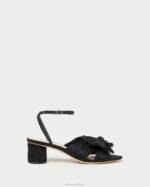 femmes Loeffler Randall noir talon à nœud plissé dahlia chaussures 8HL825 - Image 2