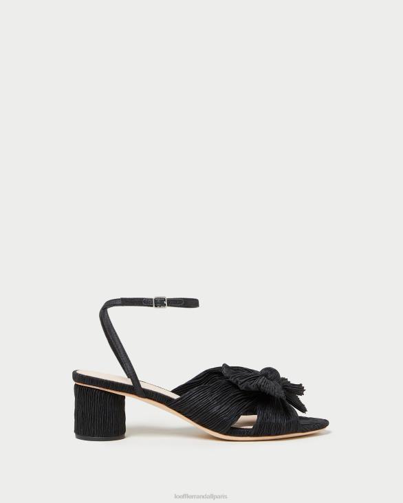 femmes Loeffler Randall noir talon à nœud plissé dahlia chaussures 8HL825 - Image 2