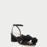 femmes Loeffler Randall noir talon à nœud plissé dahlia chaussures 8HL825
