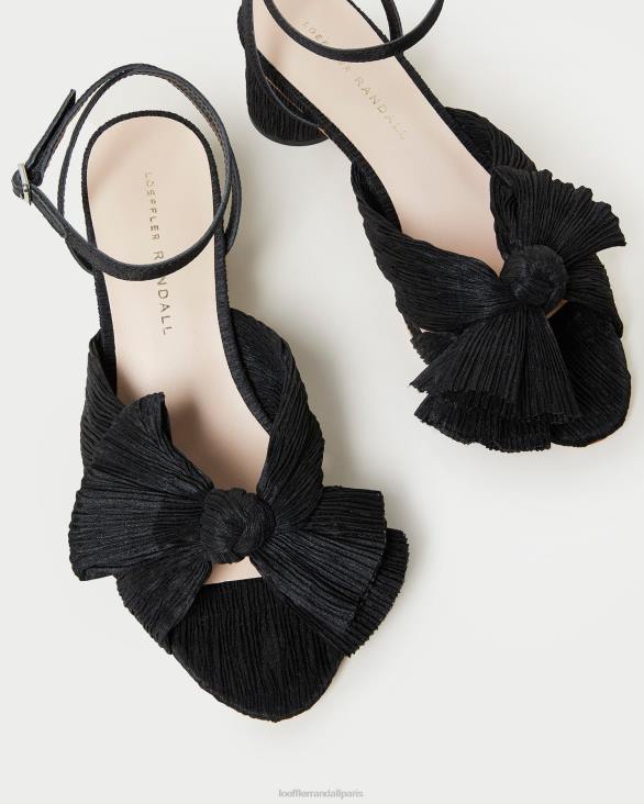 femmes Loeffler Randall noir talon à nœud plissé dahlia chaussures 8HL825 - Image 3