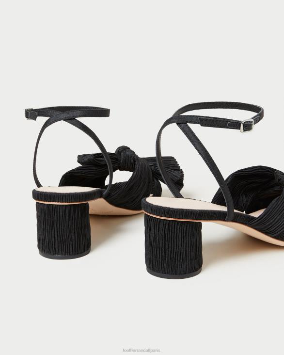 femmes Loeffler Randall noir talon à nœud plissé dahlia chaussures 8HL825 - Image 4