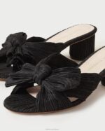 femmes Loeffler Randall noir talon à nœud plissé emilia chaussures 8HL818 - Image 3