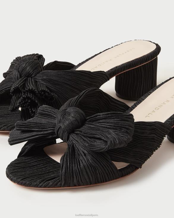 femmes Loeffler Randall noir talon à nœud plissé emilia chaussures 8HL818 - Image 3