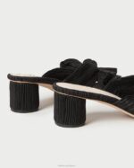 femmes Loeffler Randall noir talon à nœud plissé emilia chaussures 8HL818 - Image 4
