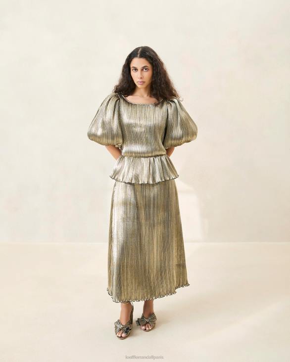 femmes_loeffler_randall_or_fonce_robe_plissee_a_manches_bouffantes_dorit_vetements_8hl8194.jpg femmes Loeffler Randall or foncé robe plissée à manches bouffantes dorit vêtements 8HL8194 - Image 1