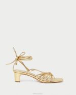 femmes Loeffler Randall or lola noeud à lacets mi-talon chaussures 8HL885 - Image 2