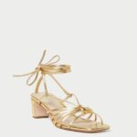 femmes Loeffler Randall or lola noeud à lacets mi-talon chaussures 8HL885