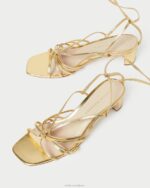 femmes Loeffler Randall or lola noeud à lacets mi-talon chaussures 8HL885 - Image 3