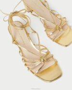 femmes Loeffler Randall or lola noeud à lacets mi-talon chaussures 8HL885 - Image 4