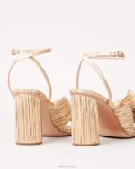 femmes Loeffler Randall or talon à nœud plissé camélia chaussures 8HL85 - Image 2