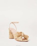 femmes Loeffler Randall or talon à nœud plissé camélia chaussures 8HL85