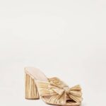 femmes Loeffler Randall or talon à nœud plissé chaussures 8HL88