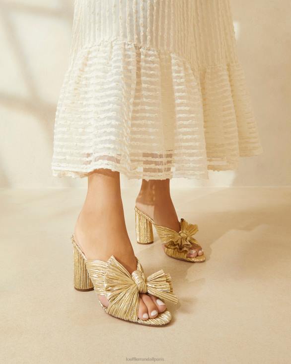 femmes Loeffler Randall or talon à nœud plissé chaussures 8HL88 - Image 3