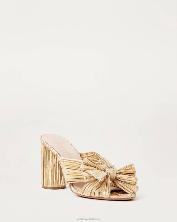 femmes Loeffler Randall or talon à nœud plissé chaussures 8HL88 - Image 1