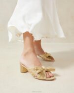 femmes Loeffler Randall or talon à nœud plissé emilia chaussures 8HL813 - Image 3