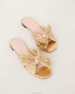 femmes Loeffler Randall or toboggan à nœud plissé Daphné chaussures 8HL8102 - Image 2