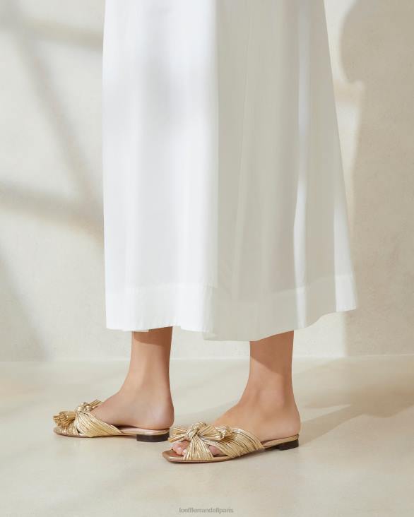 femmes Loeffler Randall or toboggan à nœud plissé Daphné chaussures 8HL8102 - Image 3