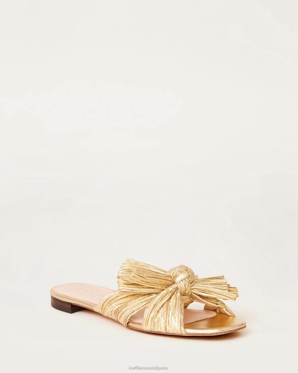 femmes Loeffler Randall or toboggan à nœud plissé Daphné chaussures 8HL8102 - Image 1