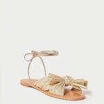 femmes Loeffler Randall or toboggan à nœud plissé pivoine chaussures 8HL8103