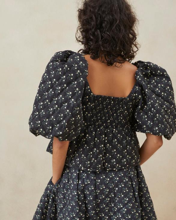 femmes Loeffler Randall petites fleurs noires haut matelassé jessalyn vêtements 8HL8247 - Image 3