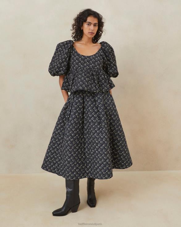 femmes Loeffler Randall petites fleurs noires haut matelassé jessalyn vêtements 8HL8247 - Image 1
