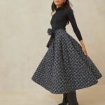 femmes Loeffler Randall petites fleurs noires jupe matelassée Leigh vêtements 8HL8237