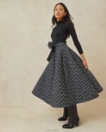 femmes Loeffler Randall petites fleurs noires jupe matelassée Leigh vêtements 8HL8237