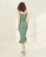 femmes Loeffler Randall plaid vert/caramel au beurre robe débardeur à ourlet volanté yessica vêtements 8HL8188 - Image 3