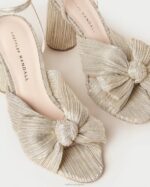 femmes Loeffler Randall platine talon à nœud plissé camélia chaussures 8HL83 - Image 2
