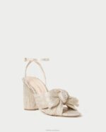 femmes Loeffler Randall platine talon à nœud plissé camélia chaussures 8HL83