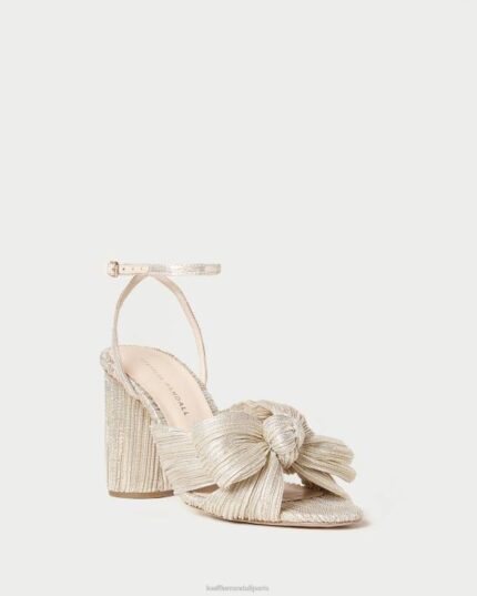 femmes Loeffler Randall platine talon à nœud plissé camélia chaussures 8HL83