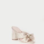 femmes Loeffler Randall platine talon à nœud plissé chaussures 8HL810